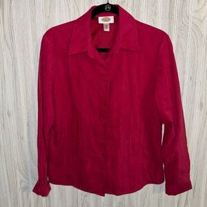 Talbots Pink Boxy Button Down Shirt with Notched Collar
